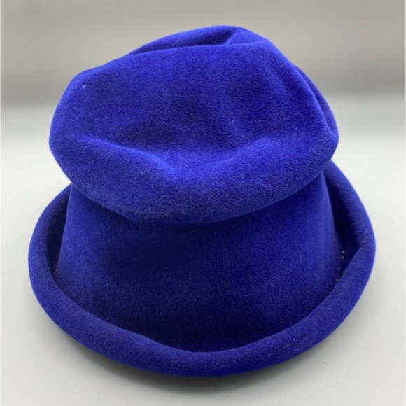 Vintage 1940s 1950s Solange de Fabry Hat Felt Pin Paris Blue Deitrich Fedora main image 8